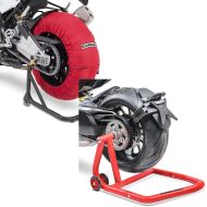 Set: Tyre Warmers Set compatible with Ducati Panigale V4/S/R Panigale R 60-80°C red + swing arm paddock stand Ducati Panigale V4/R/S 18-21 -One red