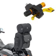 Set: Sissy Bar Bag SXL Rear tail bag with Roll Bag in + Brake lever lock 0.87 inch Theftprotection 9x1.57 inch BS-Motoparts Alu