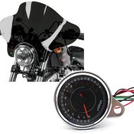 Set: Windschild Batwing für Custombikes inkl. Haltesatz dunkel getönt + Drehzahlmesser Analog CVT chrom_1