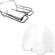 ,Set: Saddlebag Support Twin Rail fits for Harley Davidson Touring 97-08 rear guard Craftride + Windshield 12,,5" fits for Harley Davidson Electra-Street Glide 96-13 clear Craftride,