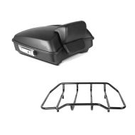 Set: Topcase fits for Harley Davidson Street Glide 14-22 Craftride Razor GB4 black matt + Luggage Rack fits for Harley Davidson Touring Topcase 84-23 black Craftride