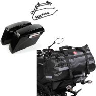 Set: Koffer Set für Harley Dyna 08-17 Seitenkoffer mit Kofferträger + Hecktasche Drybag XB50 Wasserdicht Volumen 50l_1