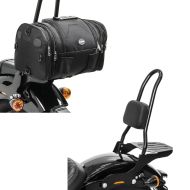 Set: Sissybar Harley Softail Street Bob 18-20 Fast Rider-L Gepäckträger + Hecktasche RB1 Gepäckrolle 24-30Ltr für Chopper Cruiser_1