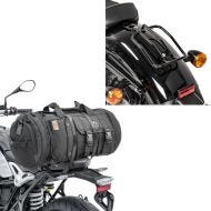 Set: Motorcycle Tail bag Bagtecs TB8 Roll bag incl. straps 35Ltr in black + Solo Luggage rear rack fits for Harley Davidson Sportster 04-20 Craftride black