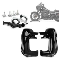 Set: Beinschild für Harley Touring Modeelle 1983-2013 belüftet schwarz + Schnellverschluss für Beinschild für Harley Touring 1983-2013_1