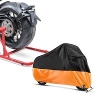 Set: swing arm paddock stand compatible with KTM 1290 Super Duke GT 16-21 -Classic red + Cover compatible with KTM 1290 Super Duke GT / R - 150 EXC / SX tarpaulin XL