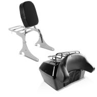 Set: Topcase Missouri 43Ltr für Chopper abschließbar schwarz + Sissybar Kawasaki VN 800 / Classic Driver-L inkl. Gepäckträger chrom_1