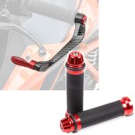 Set: Lever Guard Brake and Clutch Handguard Protection X6 red + Handlebar Grips 2X 0.87 inch red