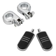 Set: Fussrasten-Halter HF1 für Sturzbügel 32mm chrom + Fußrasten Fahrer-Sozius ST für Harley Universal 1984-2020 chrom_1