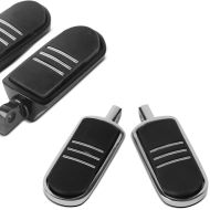 Set: Fußrasten Fahrer-Sozius BQ für Harley Universal schwarz + Fußrasten Fahrer-Sozius ST für Harley Universal 1984-2020 chrom_1