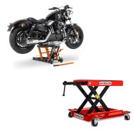 Set: Hebebühne Rangierhilfe Mid-Lift M Mover bis 500 kg in rot + Hebebühne Mid-Lift L Motorradheber für Harley und Chopper bis 680kg_1