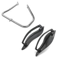 Set: Engine Guard fits for Harley Davidson Touring 09-24 Craftride TR2 chrome + Side Wings Air Deflectors fits for Harley Davidson Touring 14-24 black Craftride
