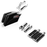Set: Set mit Seitenkoffer und Kofferträger CR für Harley Fat Boy 90-17 LB Craftride + Sozius Fussrasten Set mit Halter für Harley Fat Boy 00-17 CR1 chrom Craftride_1