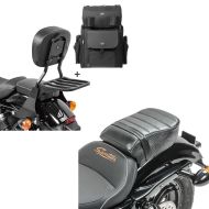 Set: Sissybar SB1 + Hecktasche für Harley Sportster Forty-Eight 48 Special 18-20 abnehmbar mit Gepäckträger Craftride schwarz + Sozius Sitz mit Polsterung für Harley Sportster Forty-Eight 48/ 883 Iron Craftride_1