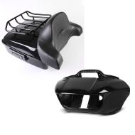 Set: Topcase Chopped für Harley Road Glide 15-20 CB3 schwarz Craftride + Frontverkleidung Innen-Aussen für Harley-Davidson Road Glide 15-20 schwarz Craftride_1