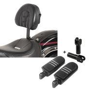 Set: Fahrer Rückenlehne Tech für Harley Davidson Softail Modelle 07-17 Craftride + Sozius Fussrasten Set für Harley Davidson Softail Slim 12-17 mit Fussrastenhalter Craftride S-C1_1
