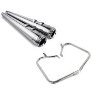 Set: Craftride Auspuff Harley Road King Classic 98-16 EX2 Schalldämpfer Set chrom + Satteltaschen Schutzbügel CR für Harley Davidson Road King Classic 98-07 chrom Craftride_1
