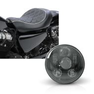 Set: Solo Sitz für Harley Sportster Forty-Eight 48 10-20 Craftride SR4 Sitzbank + Hauptscheinwerfer LED 5,75 Zoll für Harley Sportster Forty-Eight 48 10-20 schwarz von Craftride_1