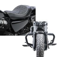 Set: Solo Sitz für Harley Sportster Forty-Eight 48 10-20 Craftride SR4 Sitzbank + Sturzbügel Mustache II für Harley Davidson Sportster Forty-Eight 48 10-20 Schutzbügel schwarz Craftride_1