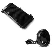 Set: Wasserkühler für Honda Hornet 900 02-05 Radiator Kühler + LED Scheinwerfer-Gehäuse MG 7" für Honda Hornet 900 / 600 / S schwarz Craftride_1