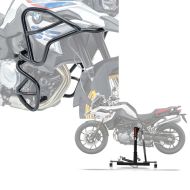 Set: Engine Guard XL Set compatible with BMW F 850 GS / F 750 GS 18-23 upper and lower part crash bars + Central Stand BMW F 750 GS 18-23 grey Paddock Stand ConStands Power-Evo