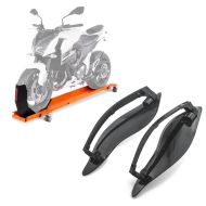 Set: Rangierschiene Harley CVO Limited ConStands Smart-Mover mit Wippe orange + Seitlicher Windabweiser für Harley-Davidson Touring 14-21 schwarz Craftride_1