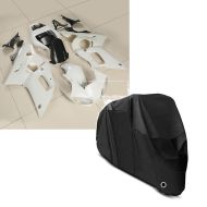 Set: Verkleidung für Yamaha YZF-R6 99-02 Zaddox ABS Vollverkleidung Rennverkleidung + Abdeckplane Yamaha YZF-R 125  YZF-R3  YZF-R6 Craftride XL in schwarz_1