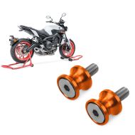 Set: Paddock Stand Set compatible with KTM 690 Duke / R Constands rear front wheel CS red + Motorcycle Bobbin Spools Motea Jerez M10 x 1.5 orange