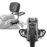 Set: Sissy Bar compatible with BMW R 18 / Classic 18-24 detachable Backrest + luggage rack Craftride QL2 + Engine Guard Mustache compatible with BMW R 18 / Classic 20-24 Crash Bar 1.50 inch Craftride MV5 black