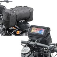 Set: Motorcycle Tail bag Craftride SQ1 Buddy Seat bag for chopper and cruiser 52Ltr in black + Handlebar bag for Cruiser Smartphone Mount Craftride LB2 CB39614