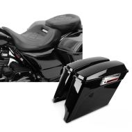 Set: Seat fits for Harley Davidson Touring 09-23 Touring Seat Craftride RH3 black + Saddlebags fits for Harley Davidson Touring 94-13 Craftride Stretched 35Ltr in black