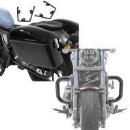 Set: Set 2x Hard saddlebags + supports compatible with Honda Rebel 1100 CMX 21-24 Craftride Dallas left-right + Engine Guard compatible with Honda Rebel 1100 CMX 21-24 Highway crash bar Craftride PM3