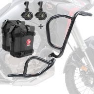 Set Sturzbügel oben unten + Scheinwerfer für Honda Africa Twin 1100 2020 + Taschen Motoguard schwarz_1