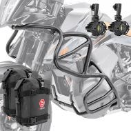 Set Crash bars + Auxiliary lights + bags fit for KTM 790 / 890 Adventure / R 19-22 Motoguard KT34 black