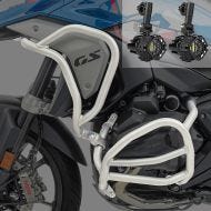 Set Crash Bars + Auxiliary lights fits for BMW R 1300 GS 23-24 silver SG41 Fog lights Motoguard