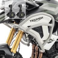 Set Upper Crash bar + Auxiliary lights fit for Triumph Tiger 1200 GT / Pro 22-24 fog lights Motoguard TG2 silver
