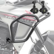 Set Upper Crash bar + Auxiliary lights fit for Honda Transalp XL 750 23-24 fog lights Motoguard HG14 Black