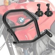 Set Upper Crash bar + Auxiliary lights fit for BMW F 650 GS 00-07 fog lights Motoguard HG47 black