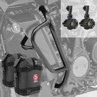 Set Upper Crash bar + Auxiliary lights + bags fit for Harley Davidson Pan America 1250 21-24 Motoguard ML