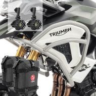 Set Upper Crash bar + Auxiliary lights + bags fit for Triumph Tiger 1200 GT / Pro 22-24 Motoguard TG2 silver