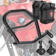 Set Upper Crash bar + Auxiliary lights + bags fit for BMW F 650 GS 00-07 Motoguard HG47 black