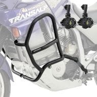 Set Crash bar + Auxiliary lights fit for Honda Transalp XL 600 V 87-99 fog lights Motoguard MK17