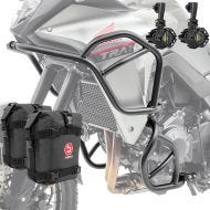 Set Crash Bars + Auxiliary lights LED fits for Honda Transalp XL 750 23-24 + bags Motoguard SK2