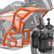 Set Crash Bars + Auxiliary lights LED fits for KTM 790 / 890 Adventure/ R 23-24 SH26 + bags Motoguard orange