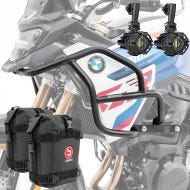 Set Upper Crash bar + Auxiliary lights + bags fit for BMW F 900 GS 2024 Motoguard HG53