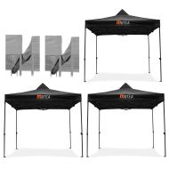 Set 3x Rennzelt 3x3m MOTEA und Zelttasche mit Rollen Tourtecs Faltpavillon mit 2x Regenrinne_1