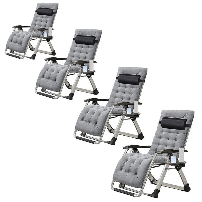 4er Set Garden chair folding Divit SR11 deck chair sun lounger metal gray Upgrade Your Ride now