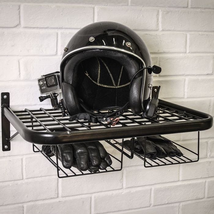 Motorcycle helmet shelf clearance