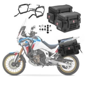 2x Waterproof PVC panniers + racks compatible with Honda Africa Twin 1100 20-23 Bagtecs BPW