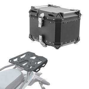 Set Aluminium Top Case + Rear Rack fits for Royal Enfield Himalayan 450 2024 Top Box Bagtecs XB45 black